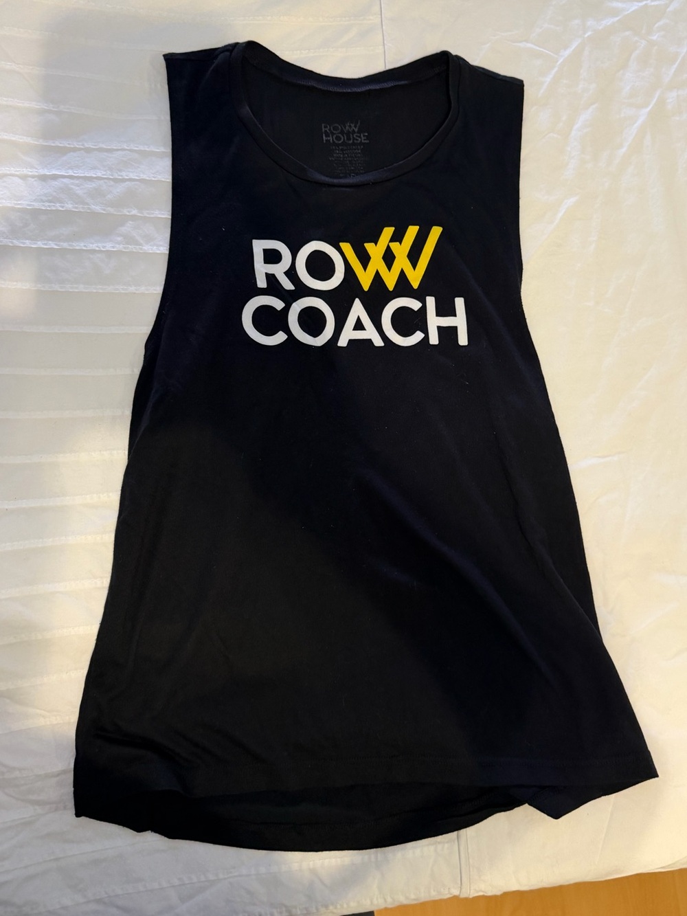 ROWHOUSE Coach Sleeveless Black Tank with Yellow Accent
